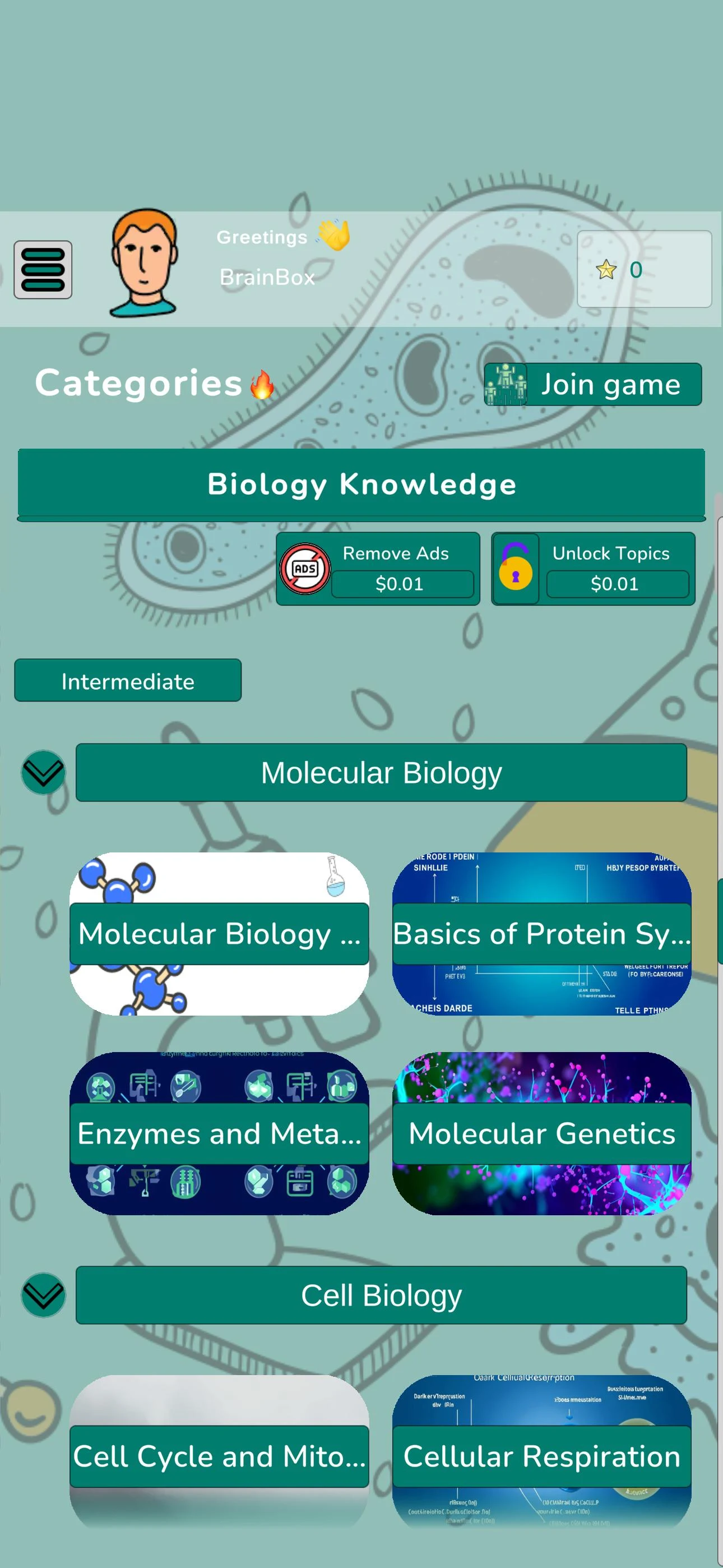 Biology Knowledge Quiz screenshot