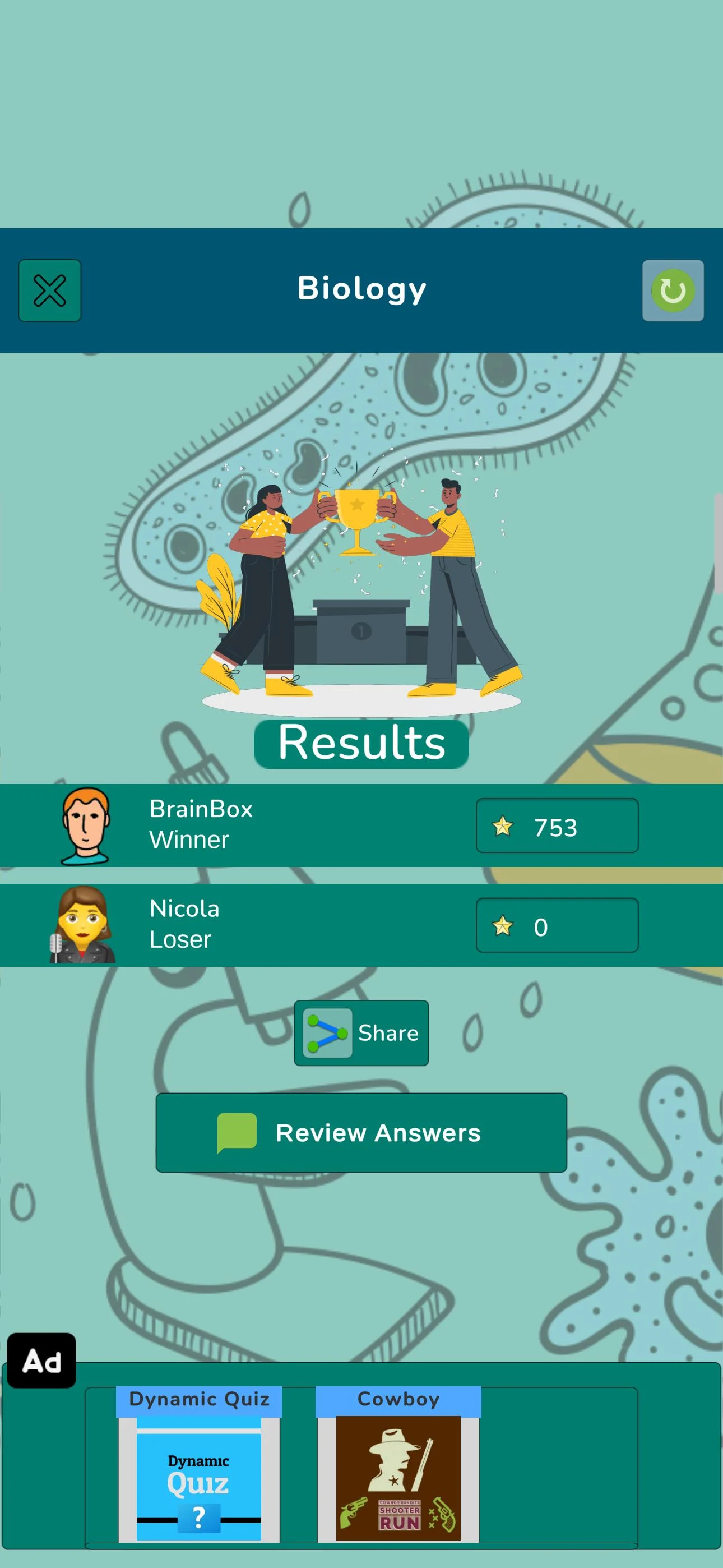 Biology Knowledge Quiz screenshot