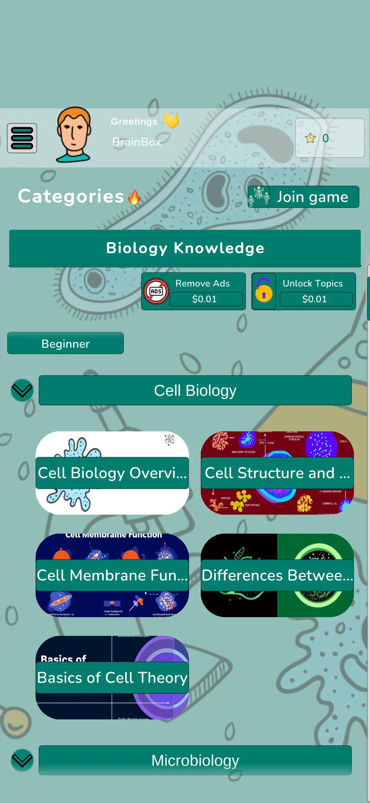 Biology Knowledge Quiz screenshot