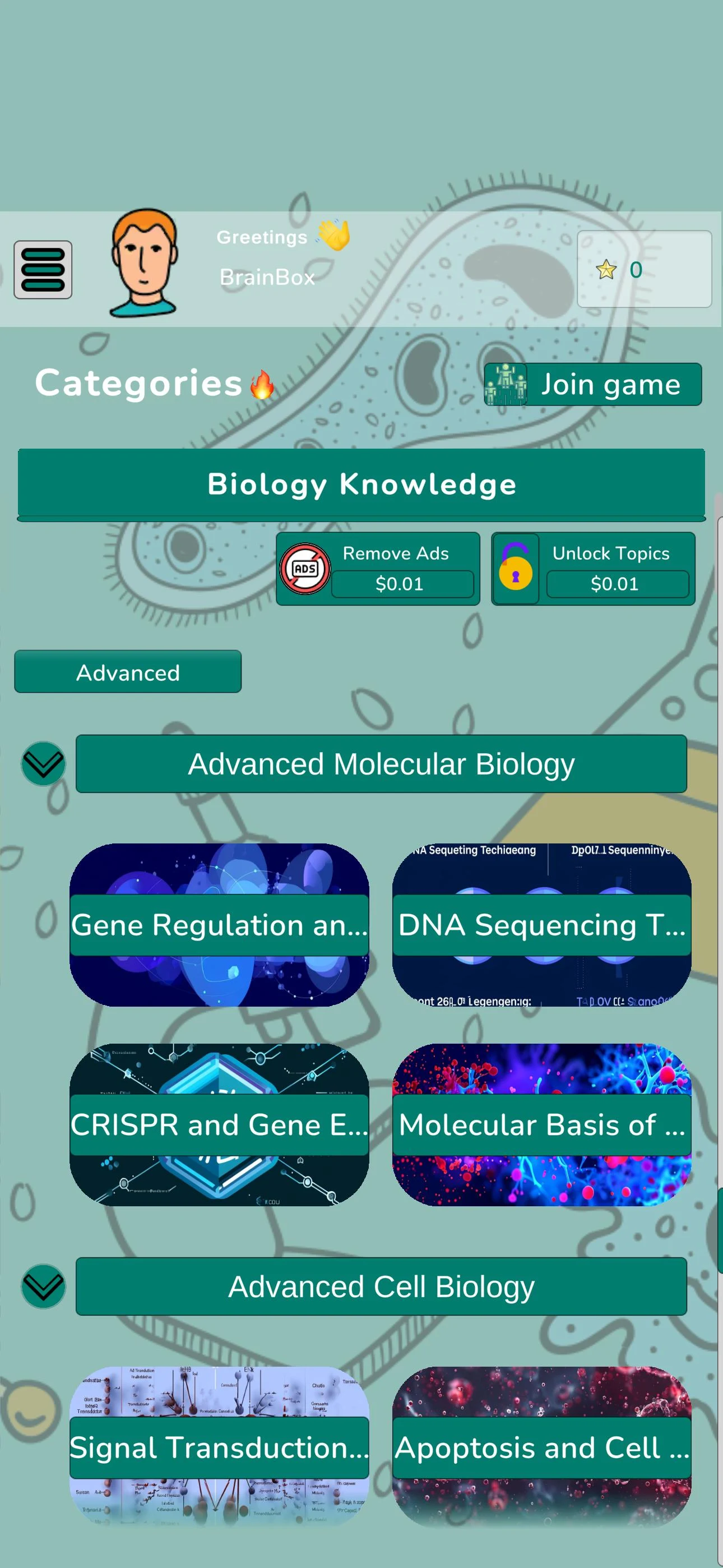 Biology Knowledge Quiz screenshot